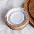 Customized Size Clear Round Glass Jars with Acacia Wood Lids